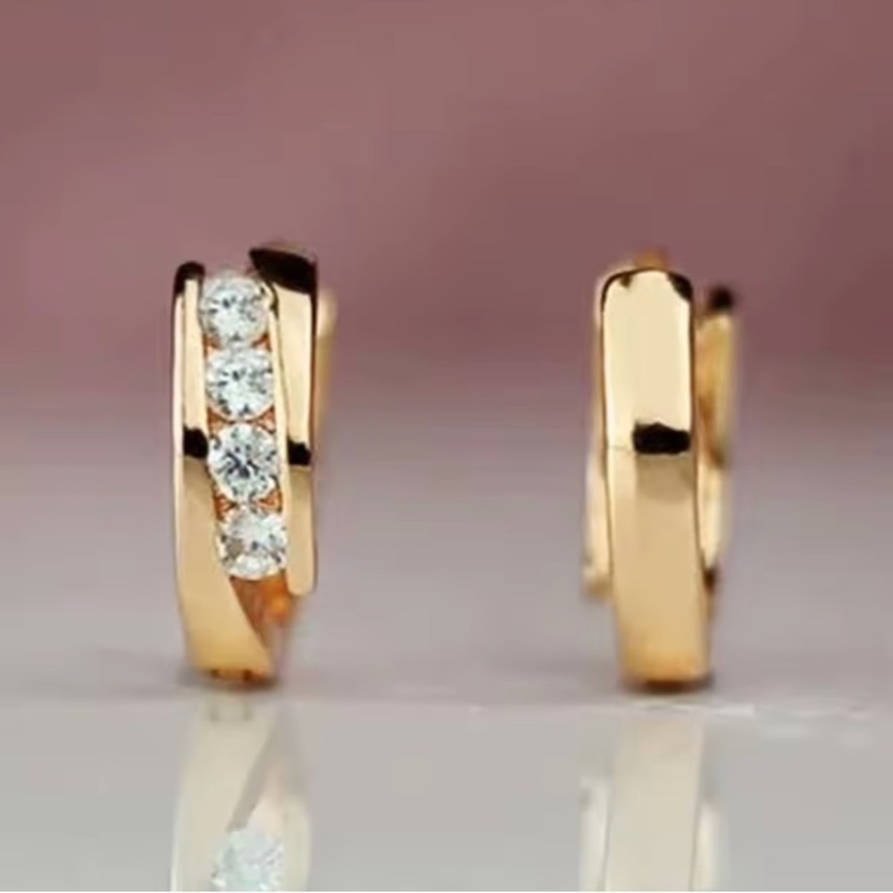 Gold Color Hoop Earrings. - Picture 3 of 5